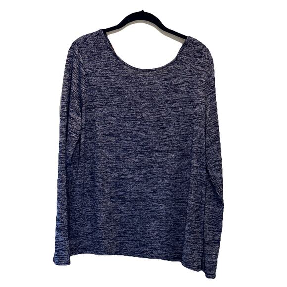 Gap Womens Criss Cross Back Long Sleeve Dyed Soft Top Navy Gray Mix Size Large - Picture 2 of 8